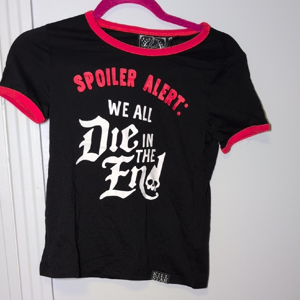 ⚡3/40$⚡ Killstar Black Tee with Red Trim and White Print